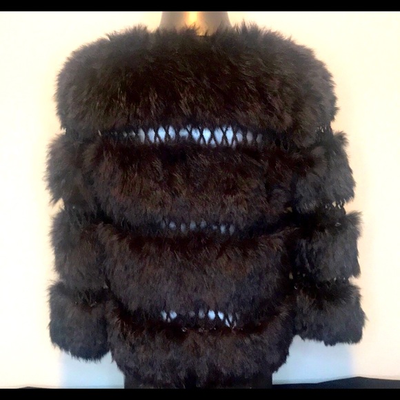 BCBG MAXAZRIA Dark Brown Rabbit Fur Jacket Size XS - Picture 2 of 6